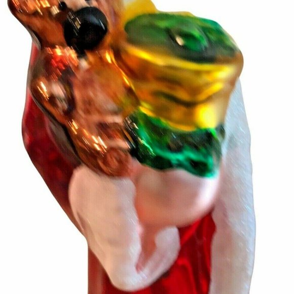 Vintage Glass Santa 12 1/2" Tall Hand Painted Deer - Picture 10 of 10